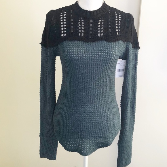 Free People Sweaters - Free People Snowflake Sweater Teal Ocean Combo